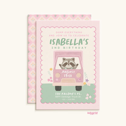 Trash Bash Cuties Invitation | Raccoon Garbage Truck Birthday | Trash Bash Party | Clean Up Crew Invite | Digital Download