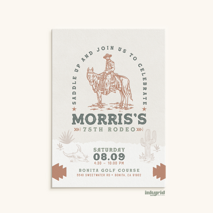 The 75th Rodeo | Modern Western Birthday Invitation