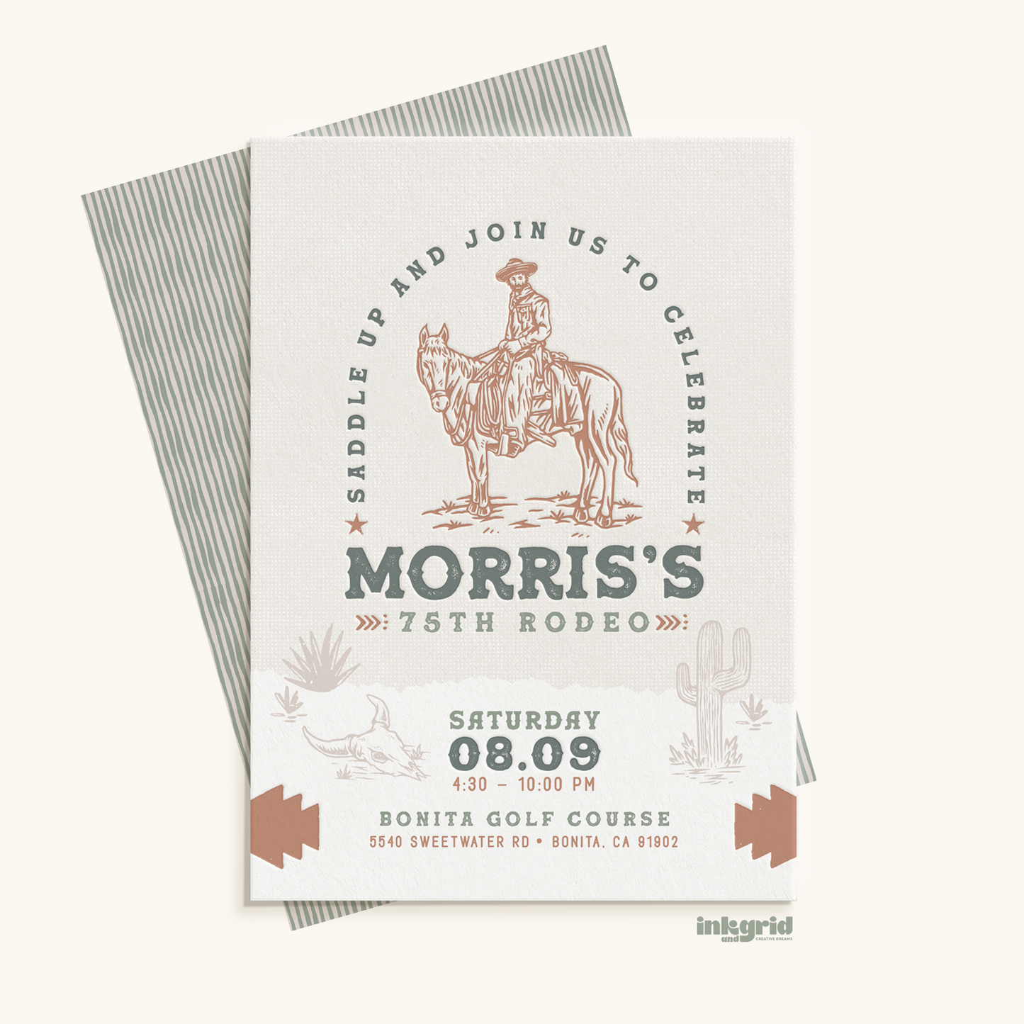 The 75th Rodeo | Modern Western Birthday Invitation