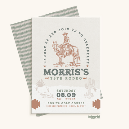 The 75th Rodeo | Modern Western Birthday Invitation