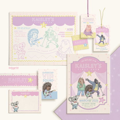 Sing Birthday Party Bundle | Invitation, Activity Placemats, VIP Badges & Party Printables