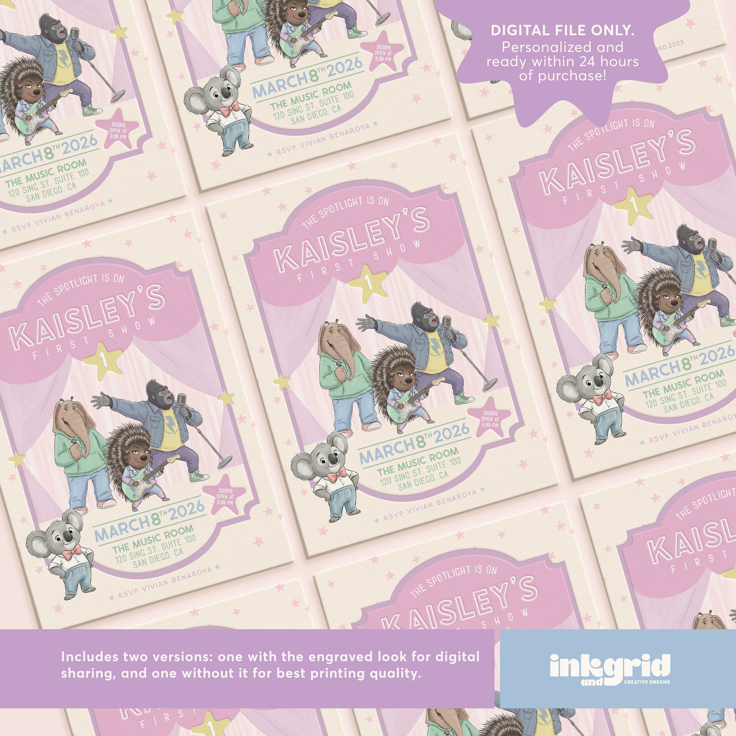 Sing Birthday Party Digital Invitation | Personalized Kids Party Invite