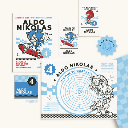 Retro Speedster Party Bundle – Invitation, Activities & Labels | Digital Download