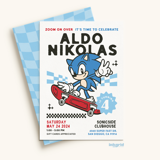 Retro Speedster Birthday Invitation – Skate & Zoom Edition