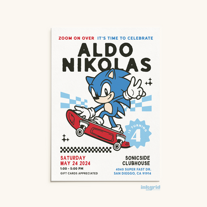 Retro Speedster Birthday Invitation – Skate & Zoom Edition