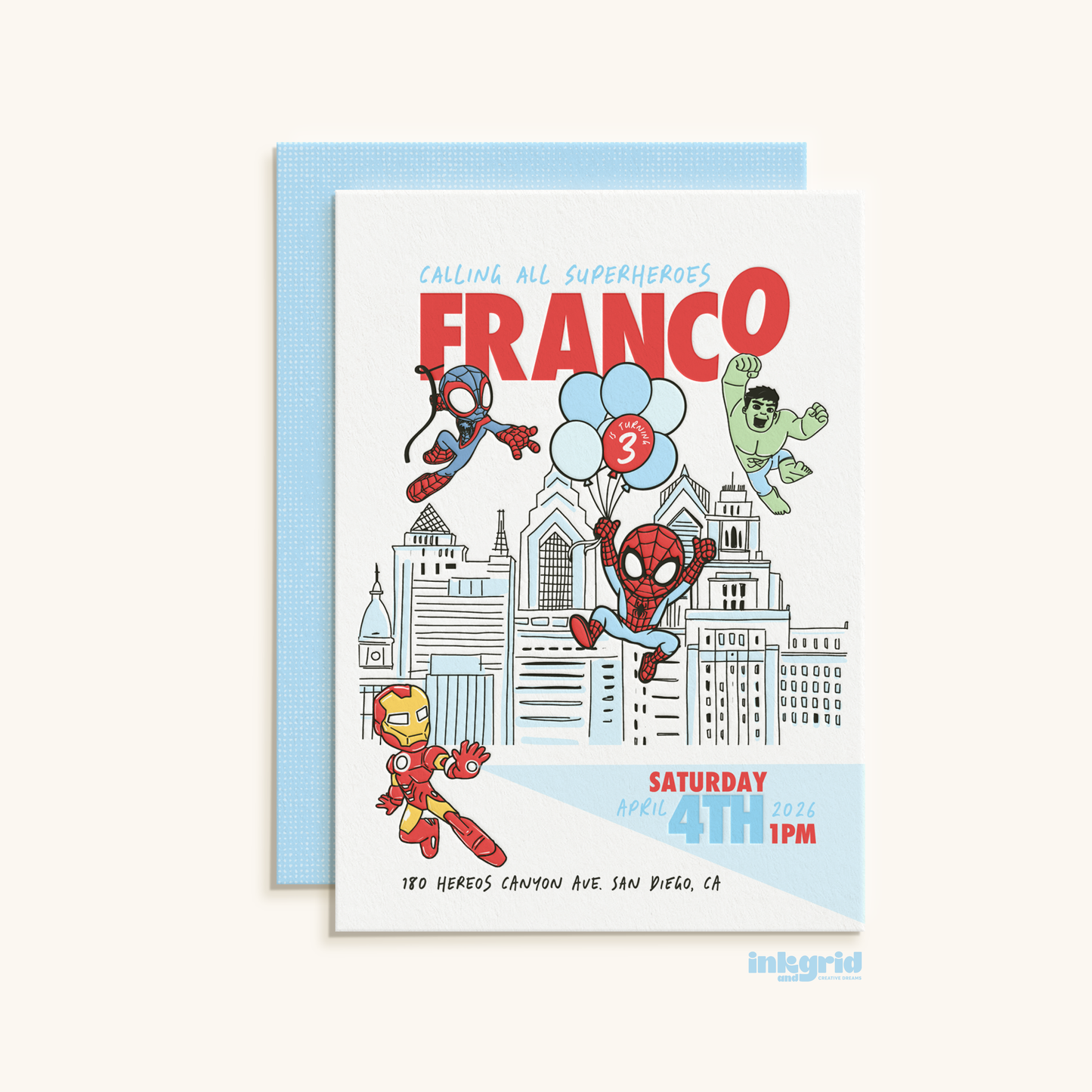 Mini Super Heroes Birthday Invitation
