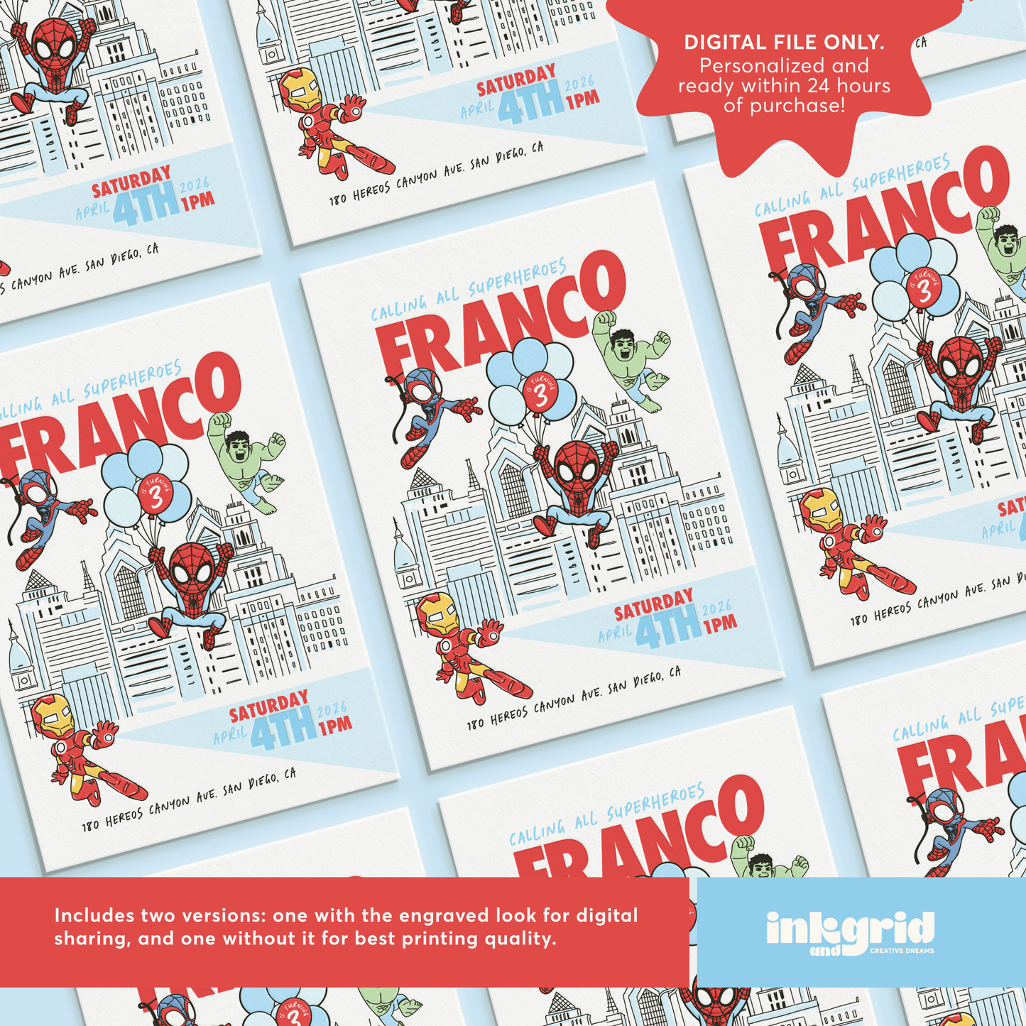 Mini Super Heroes Birthday Invitation