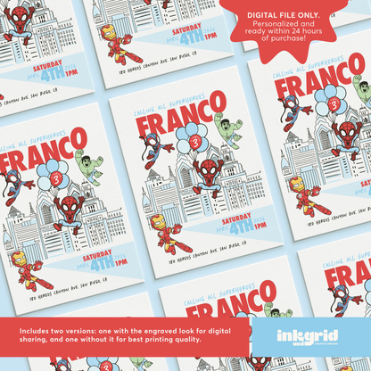 Mini Super Heroes Birthday Invitation
