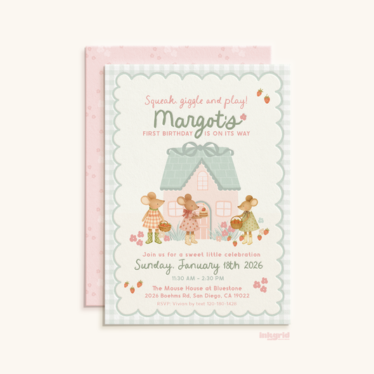 Squaek and Bloom - Little Mouse Invitation