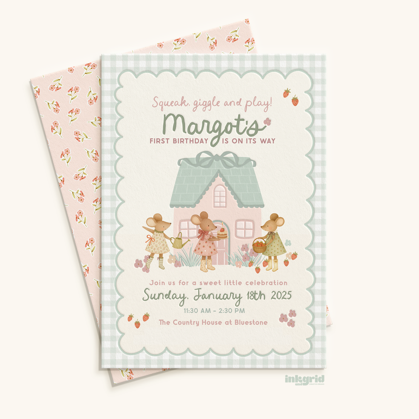 Squaek and Bloom - Little Mouse Invitation
