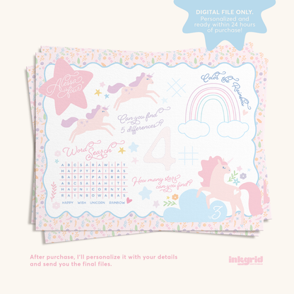 Unicorns and Rainbow Birthday Party Bundle | Printable Unicorn Party Set | Digital Invitation, Activities & Decorations