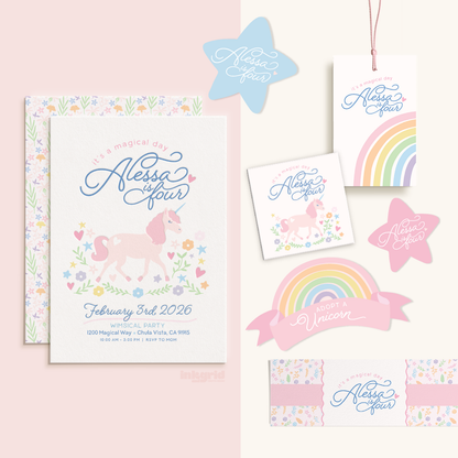 Unicorns and Rainbow Birthday Party Bundle | Printable Unicorn Party Set | Digital Invitation, Activities & Decorations