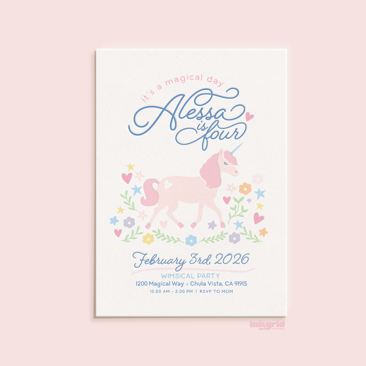 Unicorn Birthday Invitation | Pastel Rainbow, Whimsical Party (Digital Invitation)