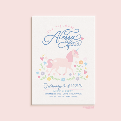 Unicorn Birthday Invitation | Pastel Rainbow, Whimsical Party (Digital Invitation)