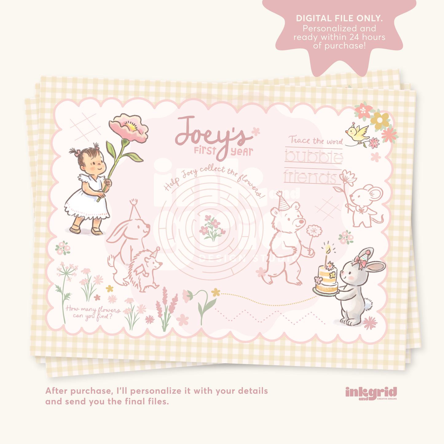 Woodland and Bubbles - Activity Placemat
