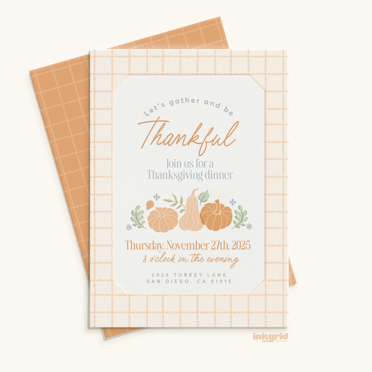 Grid Invitation Thanksgiving - Digital Invitation – Ink and Grid